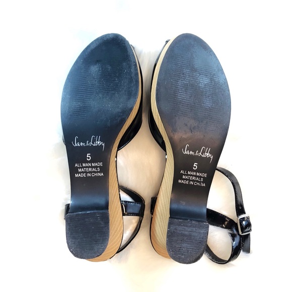 Sam & Libby Black Polka Dot Wedge Cork Sandals - Picture 2 of 6